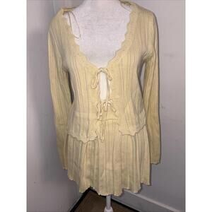 Hippie Rose Sweater & Skirt Set Tie Front Rib Knit Small New